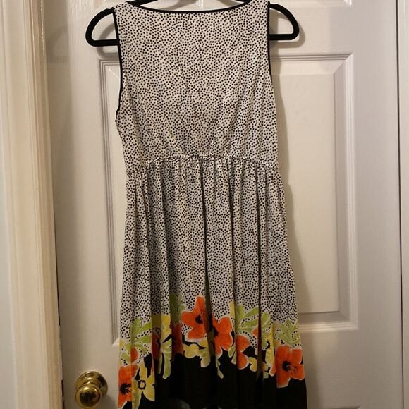 Hue black dot w/ floral hem lounge dress - Picture 2 of 2